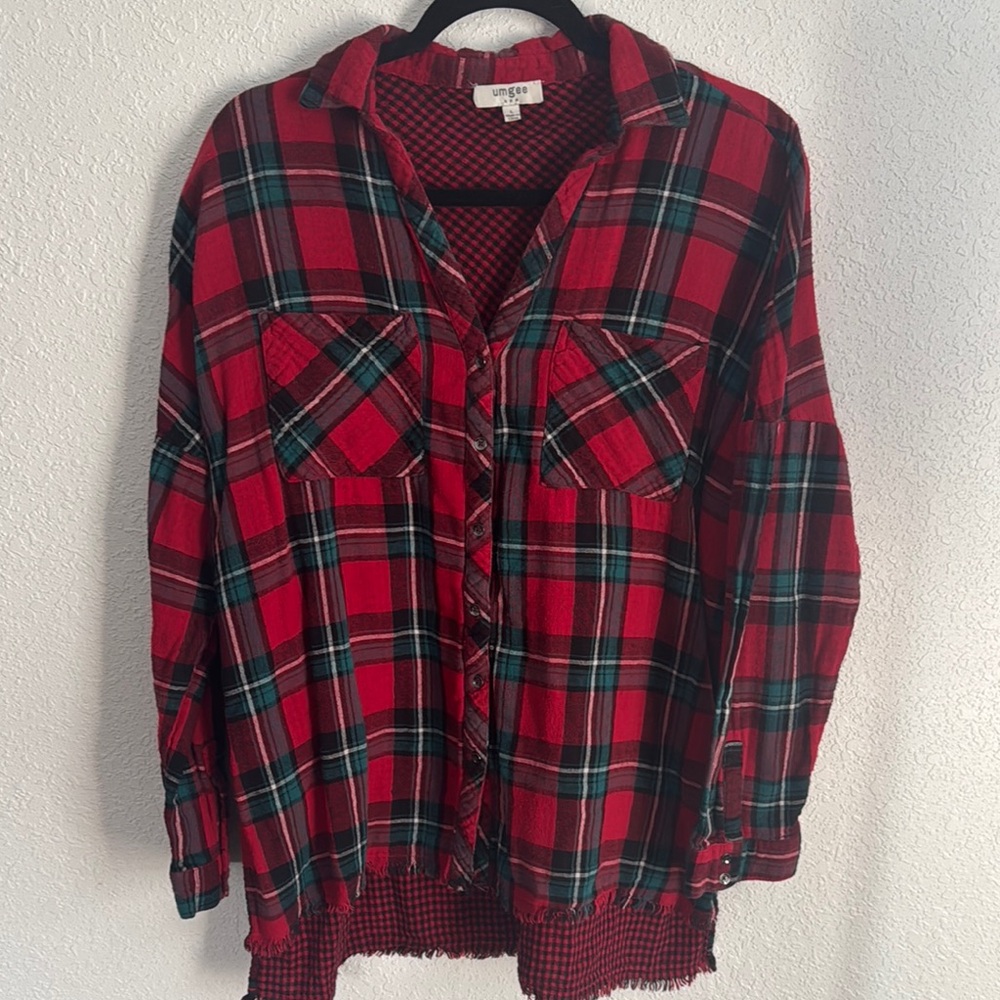 Umgee Red and Black Plaid Shirt